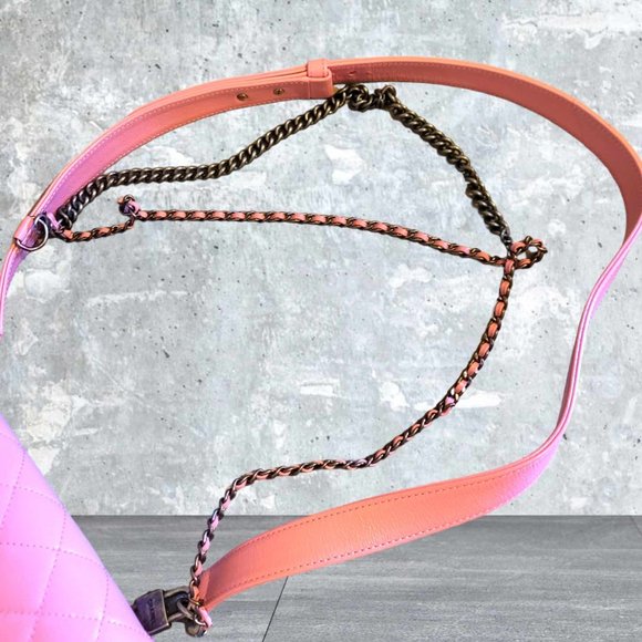 Authentic Rare Chanel Pink Goatskin Quilted Mut Waist Chain Double Lock Flap Bag - Picture 14 of 16